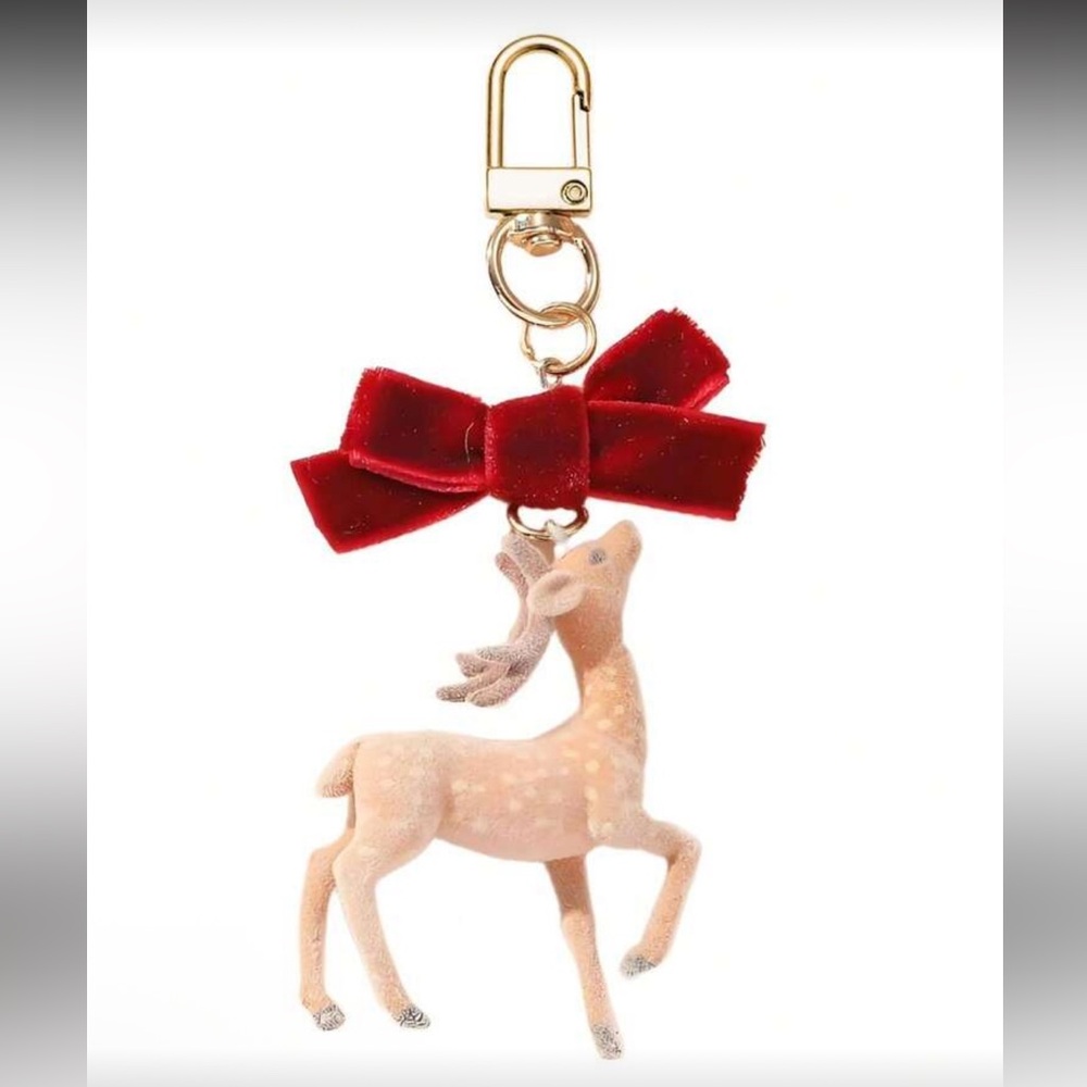🦌NEW Red Bow Reindeer Keychain/Bag Charm🦌